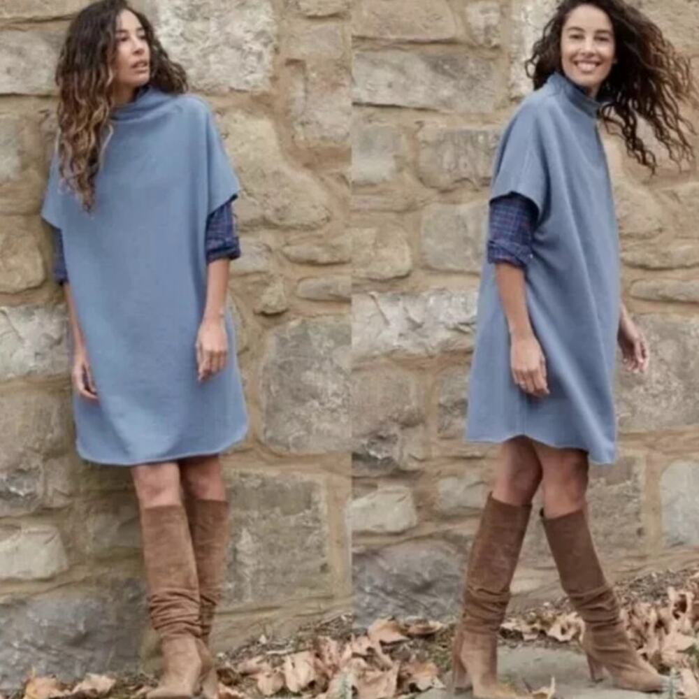 Frank‎ & Eileen Ella The Easiest Dress Triple Fleece Shift Blue Size XS Small